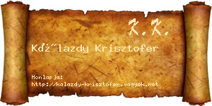 Kálazdy Krisztofer névjegykártya